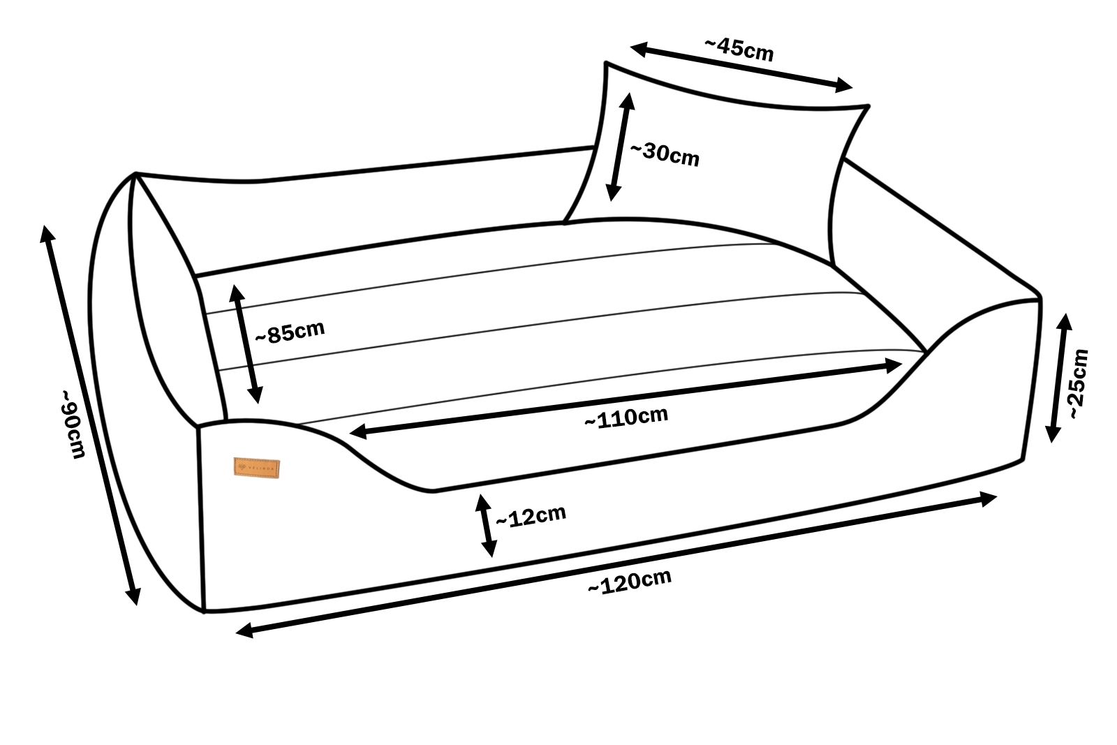Dog cat bed with pillow 120x90 - Image 3